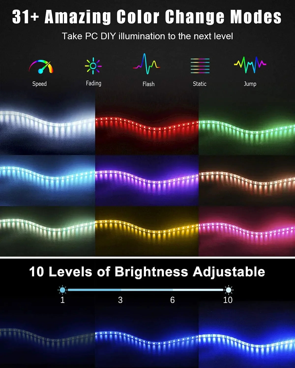 WS2812b ARGB LED Strip Light Addressable Rainbow Light