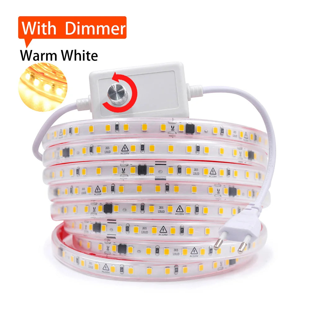 Dimmable 220V 2835 Led Strip Light with Dimmer Switch Adhesive Tape