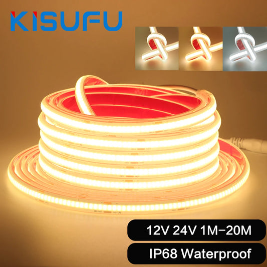 IP68 Waterproof COB LED Strip Lights Ribbon Tape
