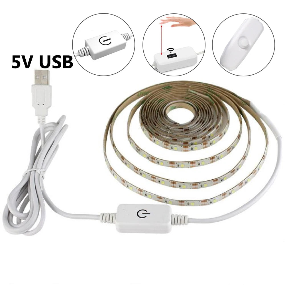 USB LED Strip Light DC5V 2835 With Dimmer/ON OFF Switch