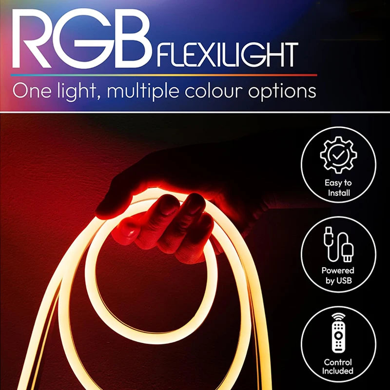 USB LED Neon Rope Lights, RGB Led Strip Lights with Remote