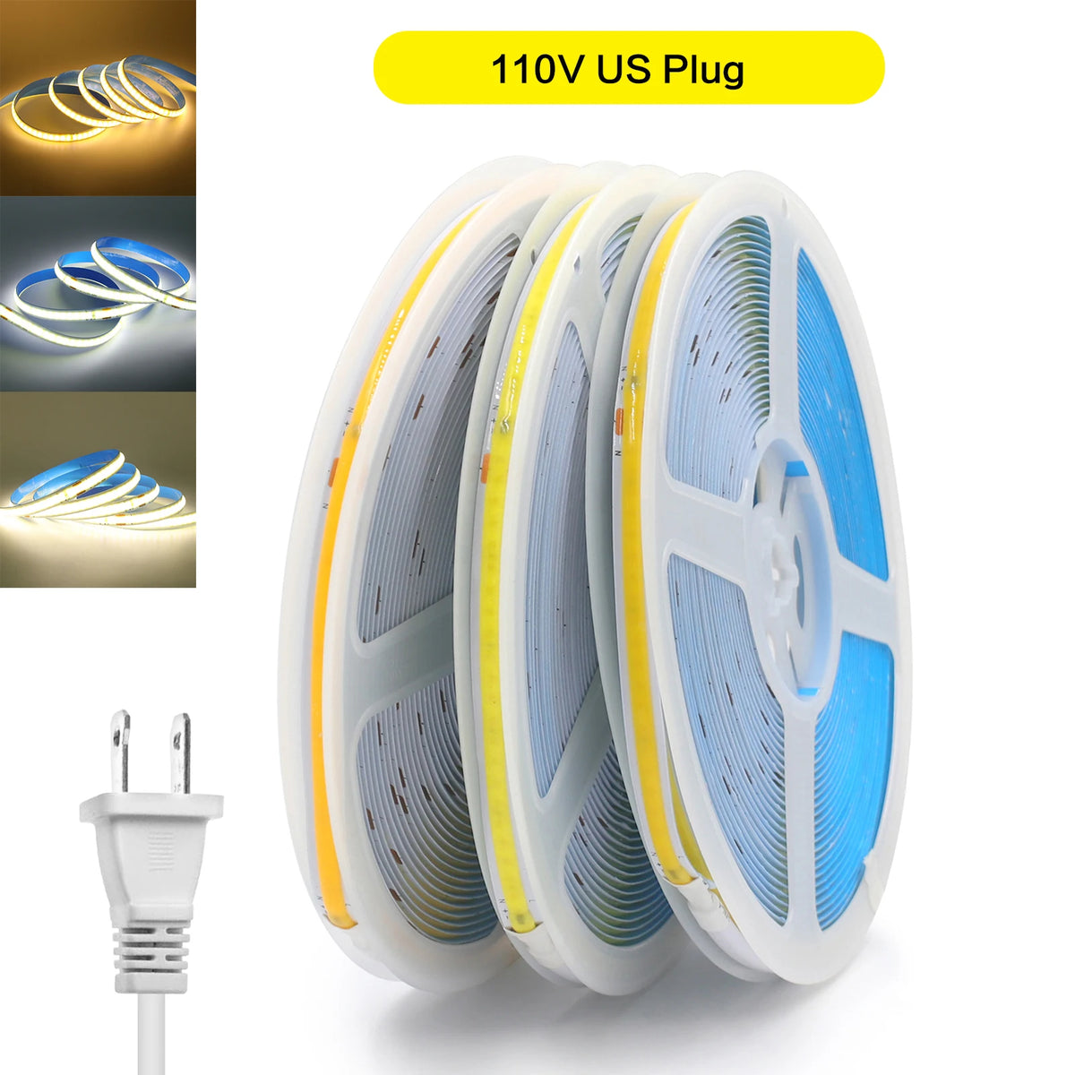 20m 15m 10m COB LED Strip Light 110V 220V 240LEDs/m CRI90 High Density Flexible