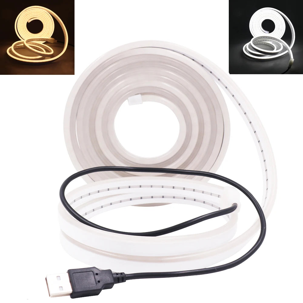 USB Neon LED Strip Light 5V 120LEDs Flexible Neon Rope Tape