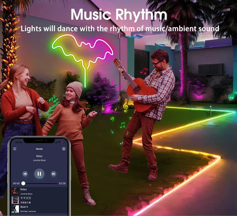 TUYA WIFI LED Neon Strip Lights RGBIC Waterproof Voice Control