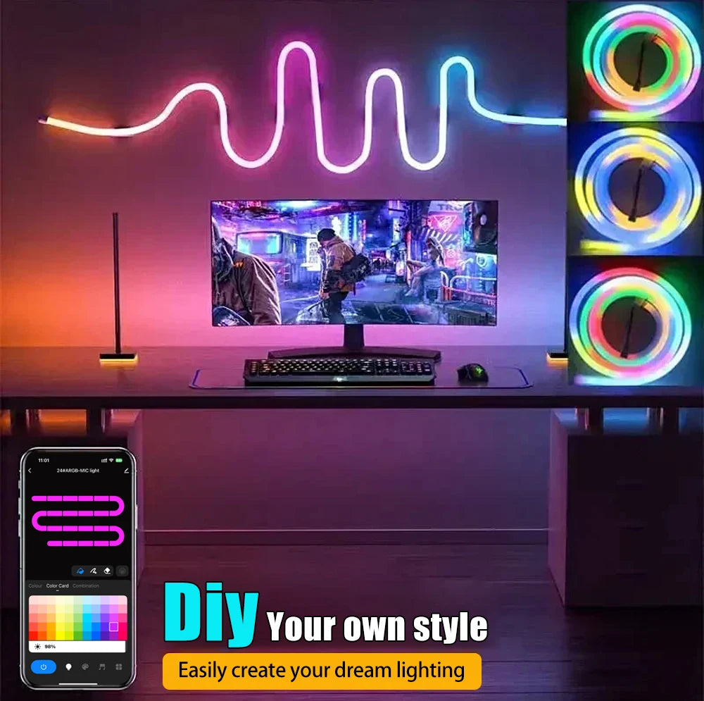 TUYA WIFI LED Neon Strip Lights RGBIC Waterproof Voice Control