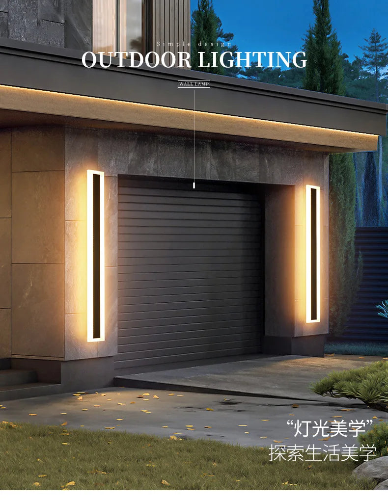 Outdoor Long Strip RGB LED Wall Lamp Remote/Tuya WiFi APP