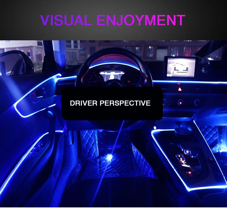 Car Ambient Decoration Lamp RGB Fiber Optic Neon Strip