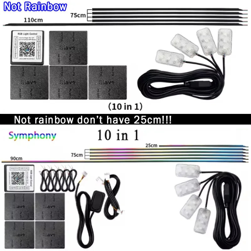 18 in 1 Led Car Ambient Lights 213 64 Color RGB