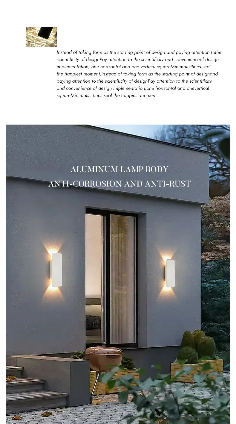 Outdoor Waterproof Wall Lamps Strip Aluminum Wall Lights