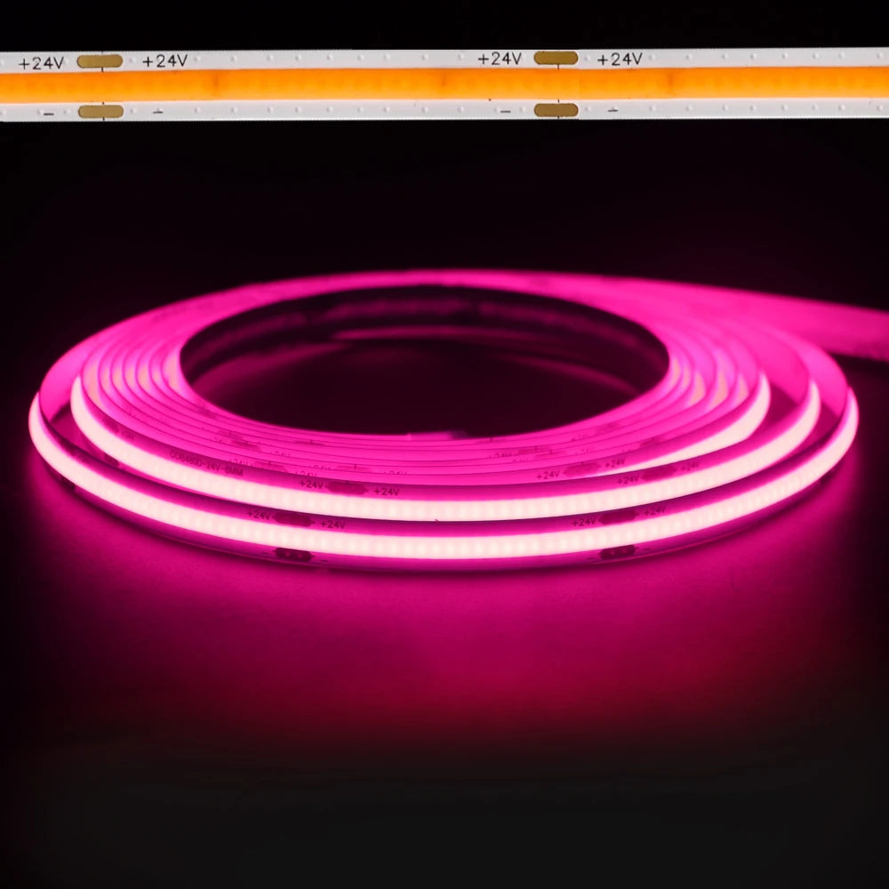 DC 24V Colour COB LED Strip Lights For Room 8mm 480LED/m High Density