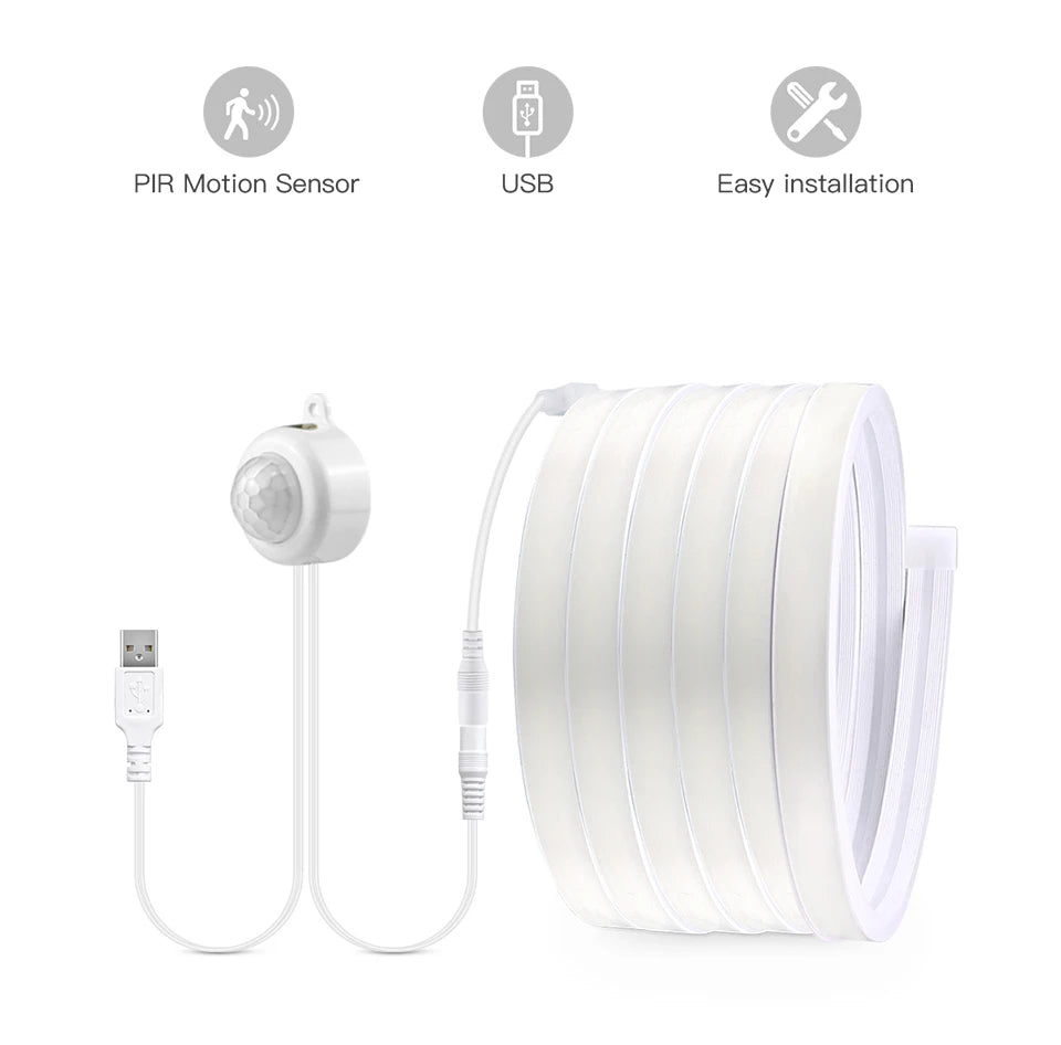 USB COB Neon LED Strip Light with PIR Motion Sensor IP65