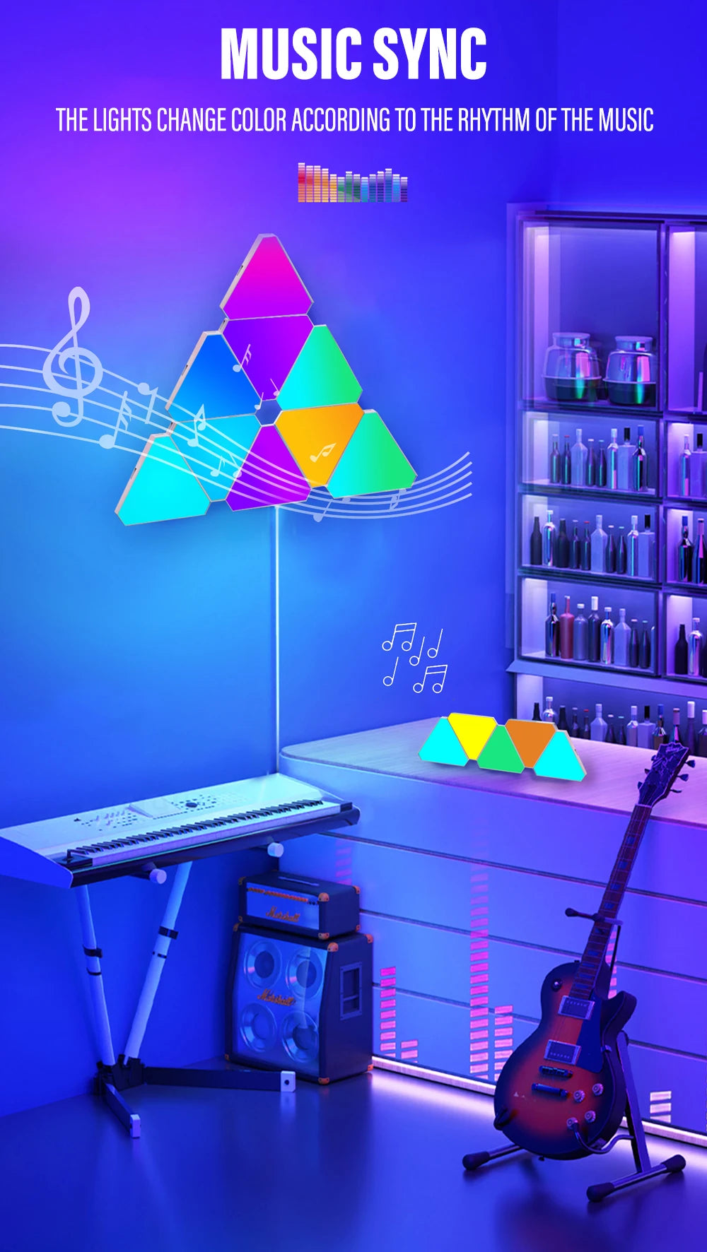 LED smart WIFI triangle wall light RGB indoor atmosphere light APP