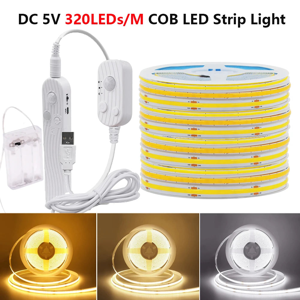 5V 3mm 5mm 8mm COB LED Strip Lights USB Motion Sensor