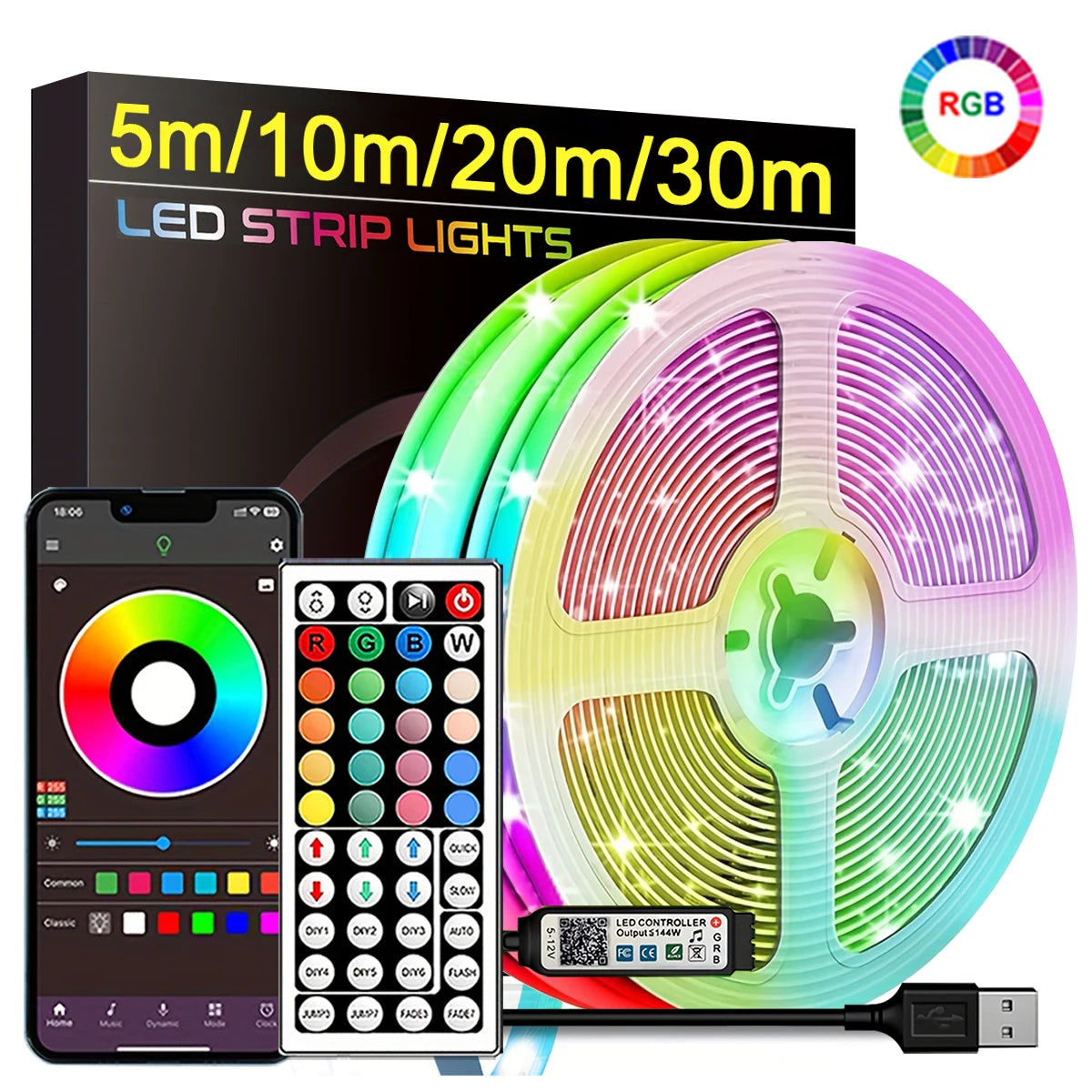 RGB Led Strip Lights with APP Control Flexible Ribbon