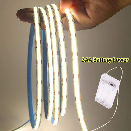 3AA Battery Power COB LED Strip Light 5V 320LEDs