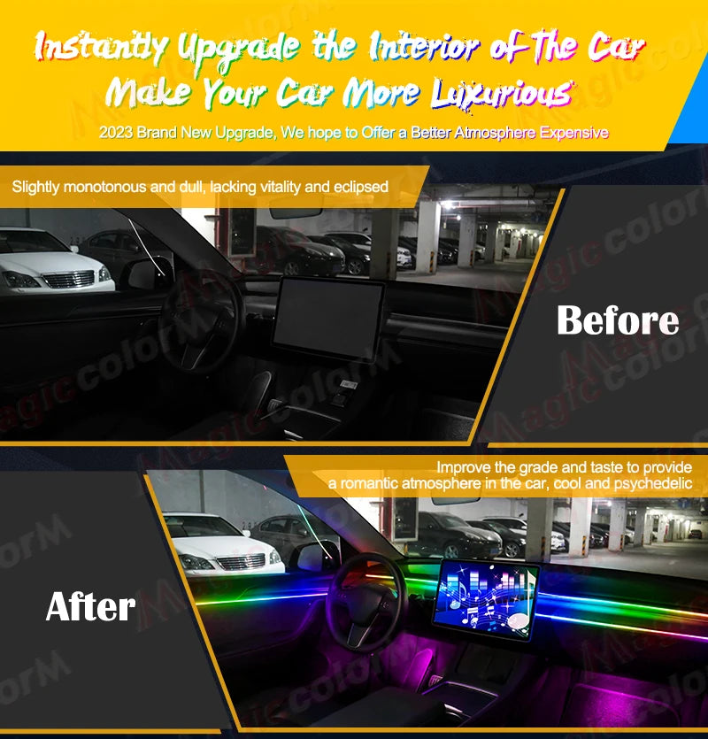 18 in 1 Led Car Ambient Lights 213 64 Color RGB Symphony