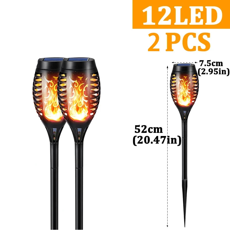 100 LED Solar Garden Decor Torch Light Flickering Flame