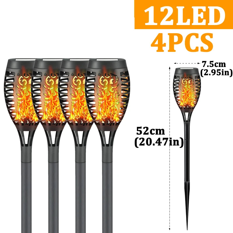 100 LED Solar Garden Decor Torch Light Flickering Flame