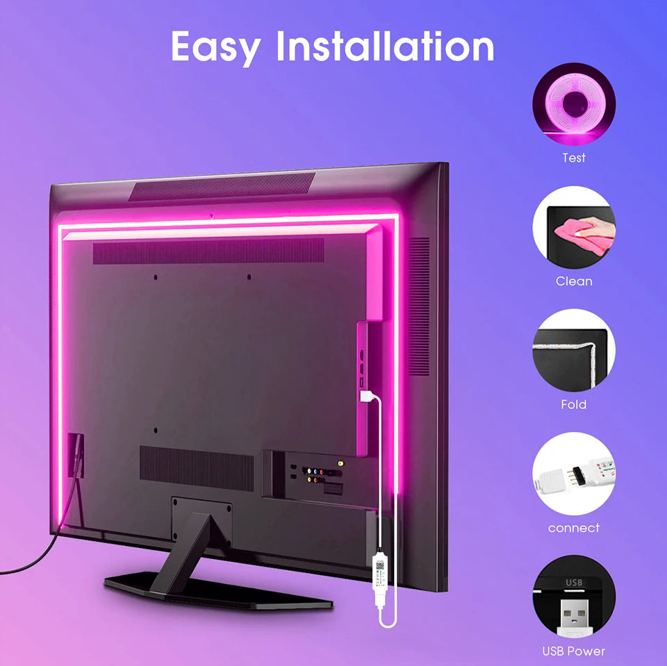 8MM 576LEDs/M Bluetooth RGB COB LED Strip Light USB LED Tape