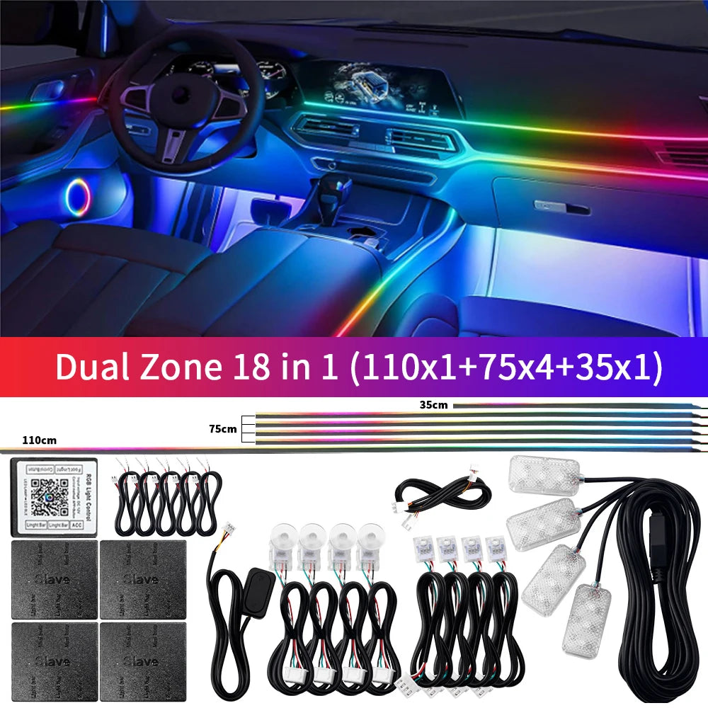Dual Zone 18 in 1 Symphony RGB Car Ambient Light