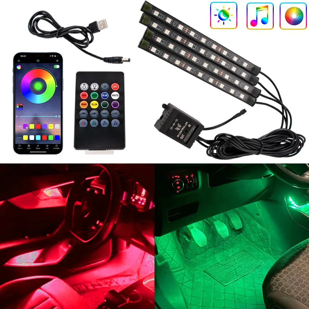 Car Neon LED Interior Ambient Foot Strip Light