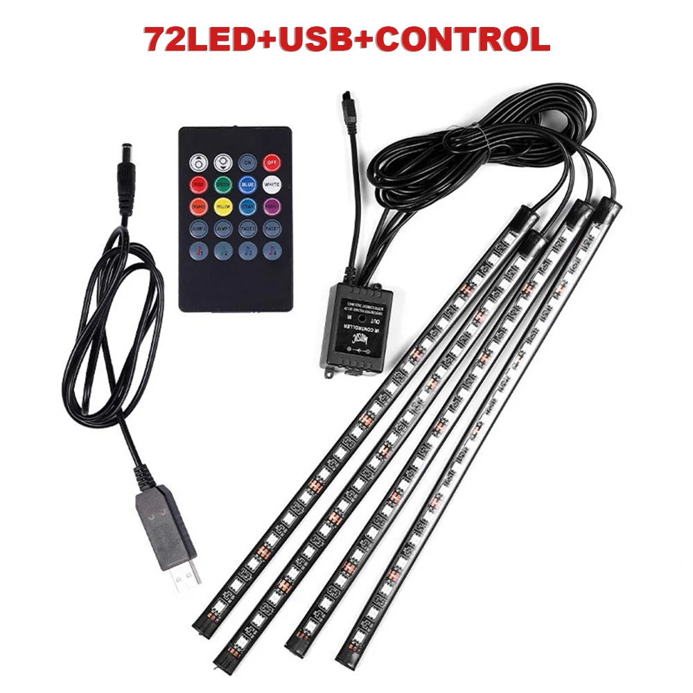 LED RGB Car Foot Ambient Light with USB Cigarette Automotive