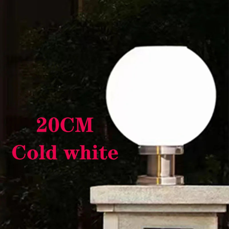 LED Round Ball Stainless Steel Solar Post Lamp Outdoor