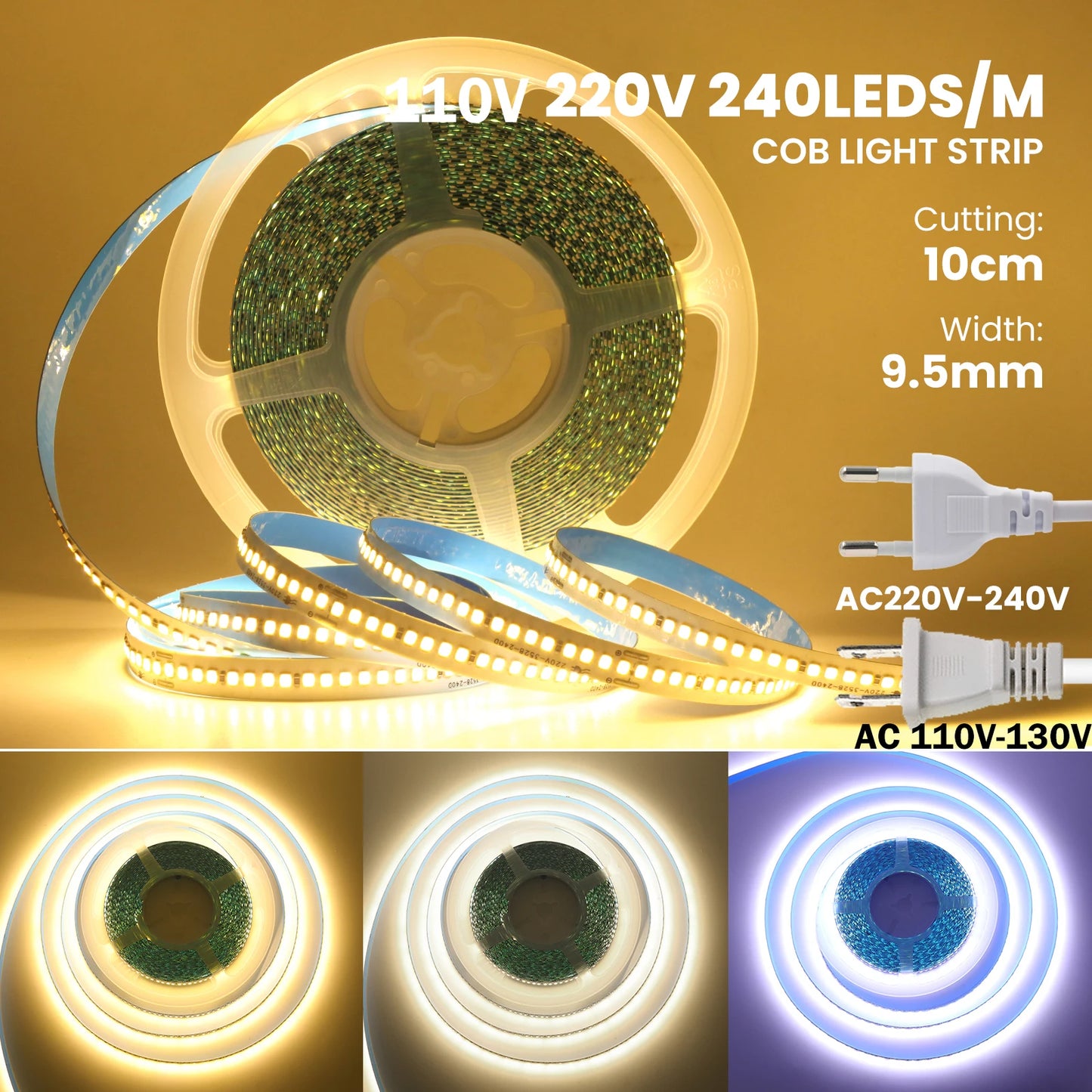 LED Strip Lights 220V 110V with EU US Plug High Bright