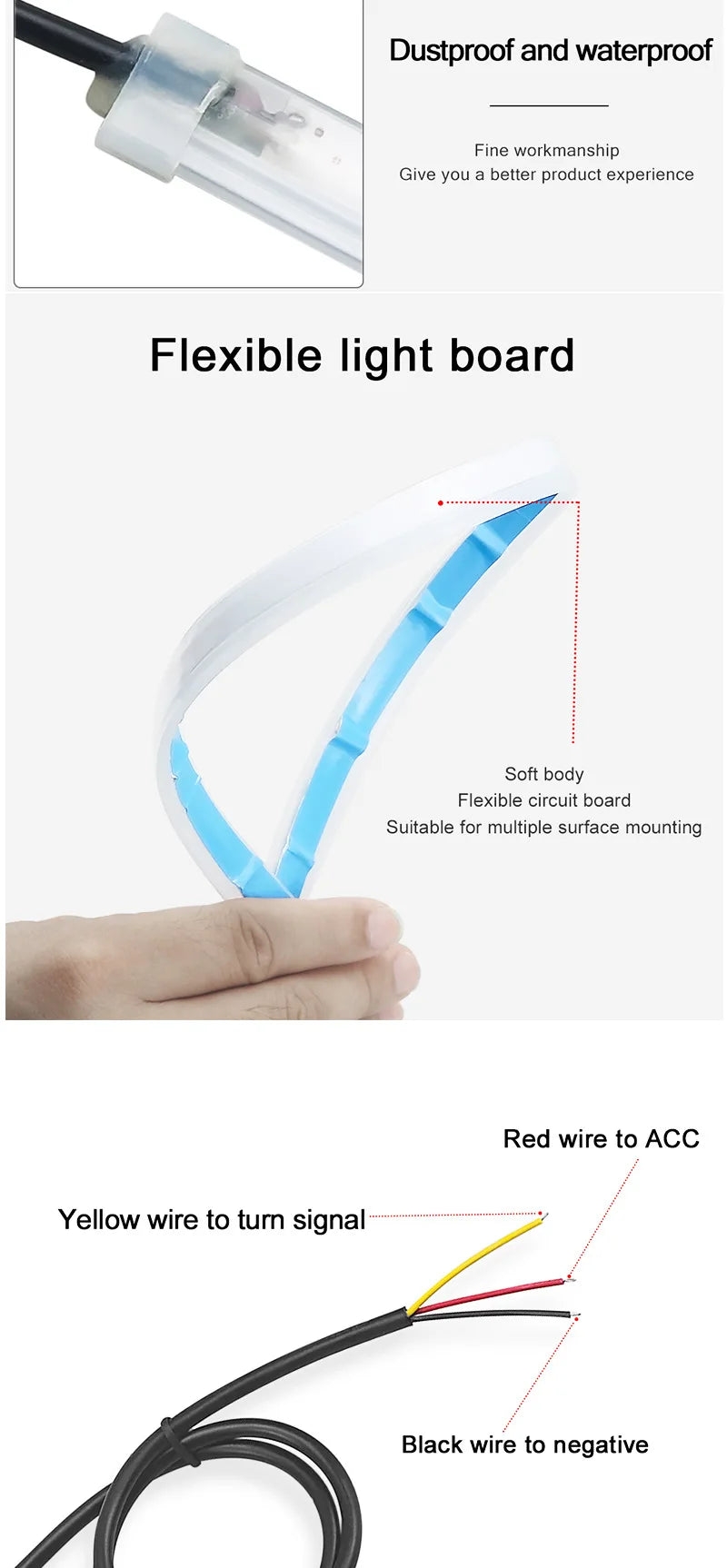 Led Guide Strip Headlight for Car Daytime Running Lights