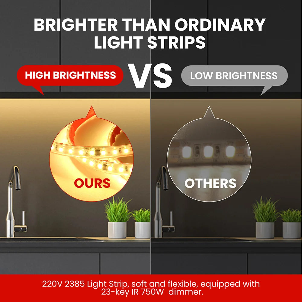 220V Wall Touch LED Strip Light Wifi Bluetooth Remote Control