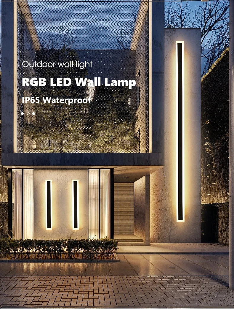 Outdoor Long Strip RGB LED Wall Lamp Remote/Tuya WiFi APP