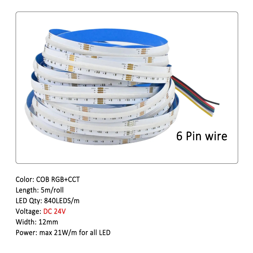 COB RGB+CCT LED Strip Flexible Dimmable Room Liner Light