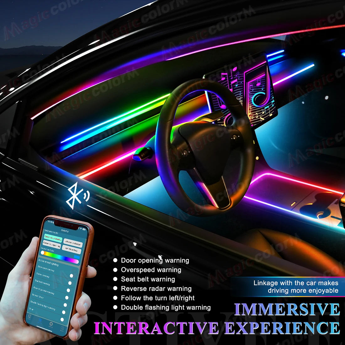 18 in 1 Led Car Ambient Lights 213 64 Color RGB Symphony
