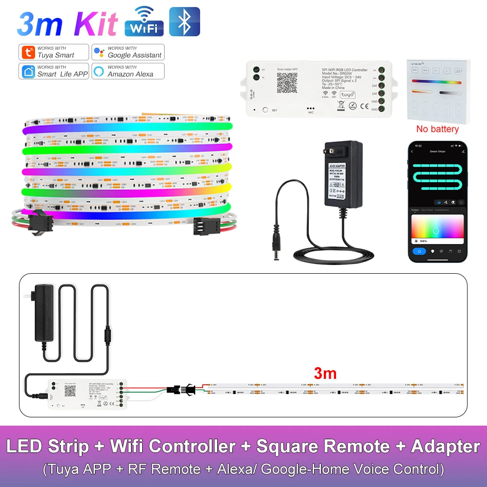RGB-IC COB LED Strip with Tuya Wifi Controller LED Tape