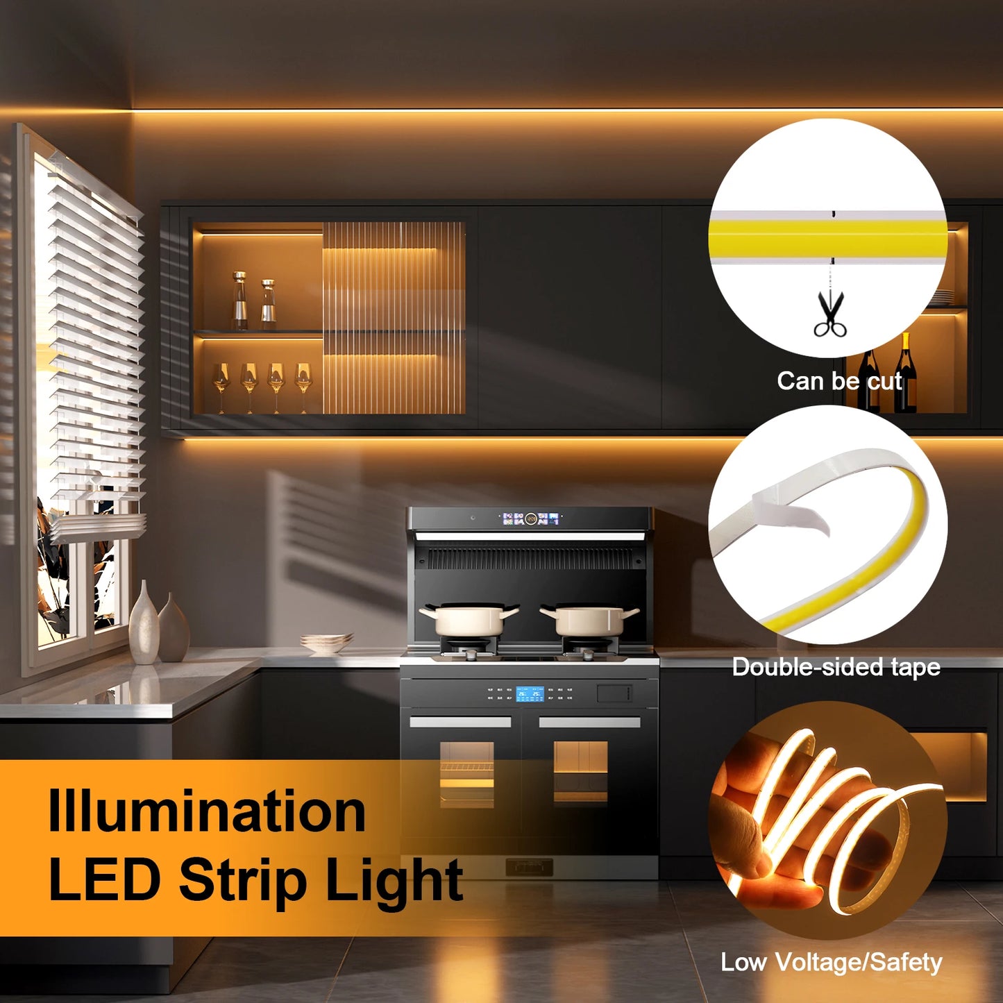 DC 5V 12V COB LED Strip  COB LED Tape Light Bar Lighting