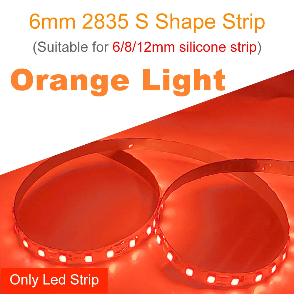 6mm Width DC12V 2835 S Shape LED Strip Flexible Foldable Tape Light