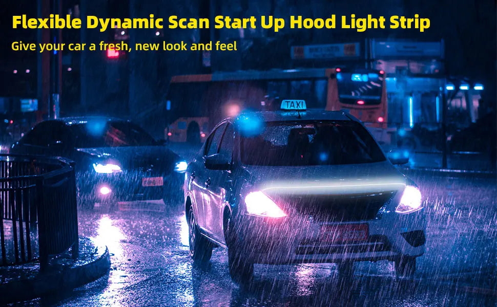 12V Scan Starting Led Car Hood Light Strip Decorative Strips Car