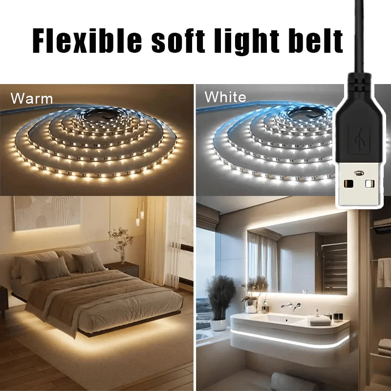 5V USB LED Strip Lights,1m/2m/3m/5m/10m Lights with Adhesive Backing