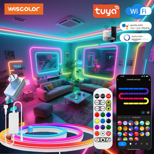 Tuya Wifi Plug RGBIC LED Neon Strip Lights Decoration Lighting