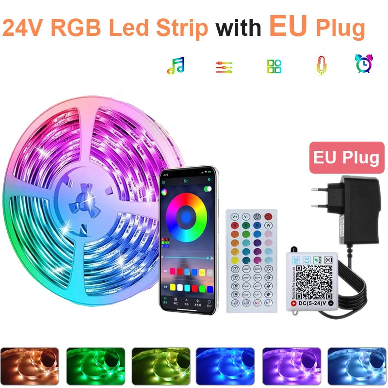 New 24V 5M 10M 20M 30M RGB LED Lights Strip Room Lamp