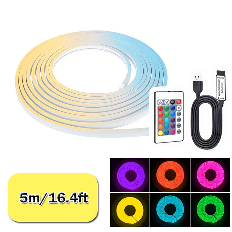 USB LED Neon Rope Lights, RGB Led Strip Lights with Remote