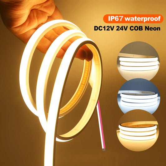 Waterproof COB LED Strip Light 12V 24V Flexible LED Neon Light