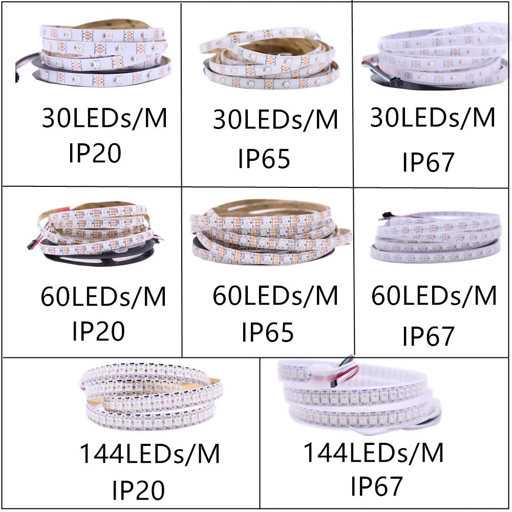 Smart Led Pixel strip Black/White PCB WS2812B/M ,IP30/IP65/IP67 DC5V