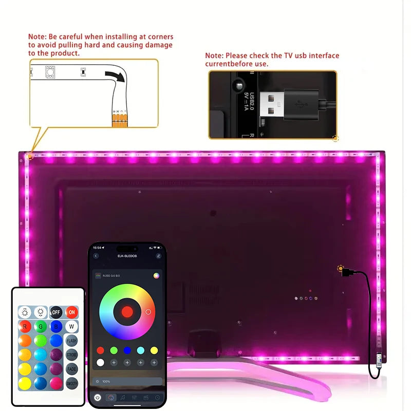5V LED strip lamp RGB with USB 24 key Bluetooth remote control