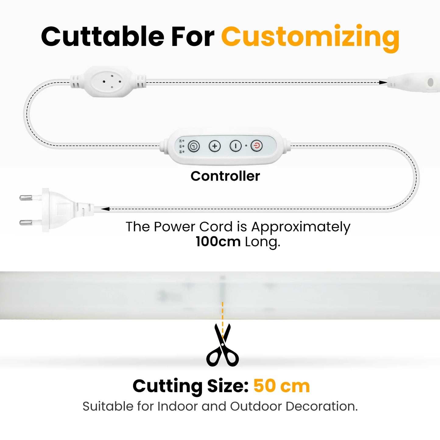 AC 220V/110V Timing Dimmable COB Neon Strip Flexible Light