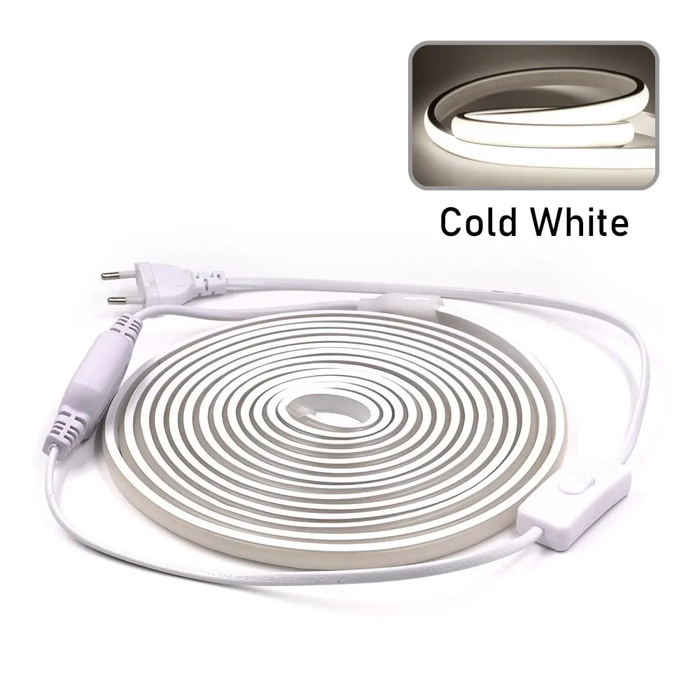 Dimmable COB LED Neon Strip Light 220V Dimmer Switch Power Kit