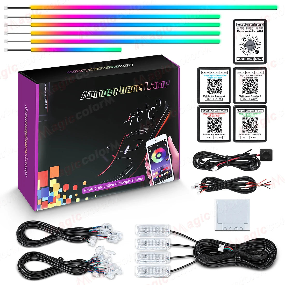 18 in 1 Led Car Ambient Lights 213 64 Color RGB