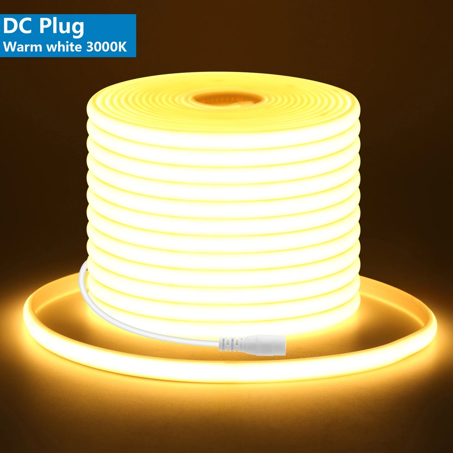 12V 24V COB LED Tape Flexible DC Plug/2Pin Wire Strip Light