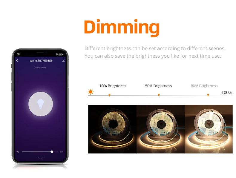 Smart TUYA WiFi COB Strip Light High Lumen Support Alexa