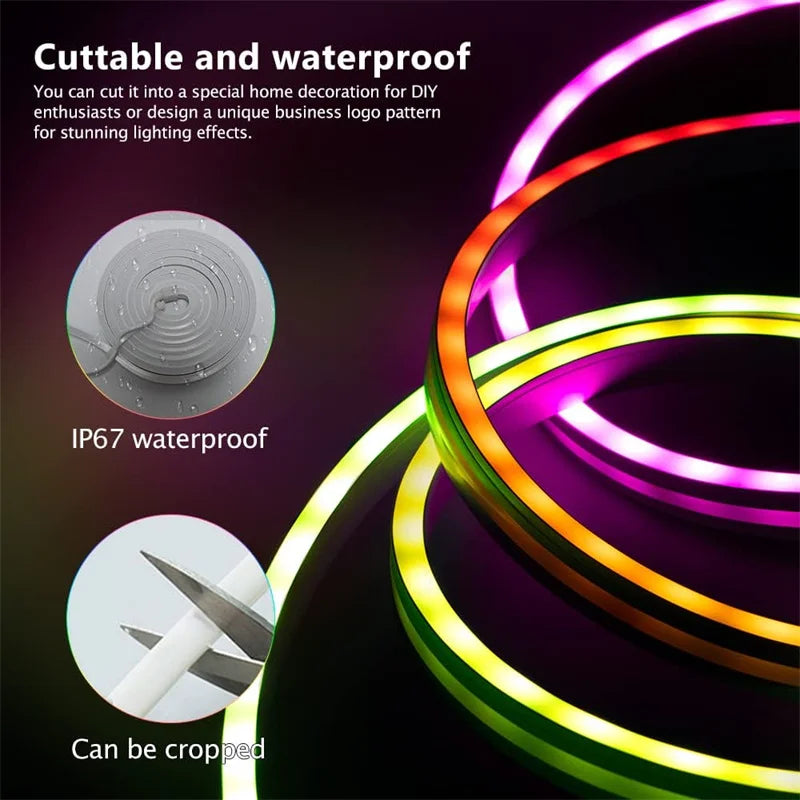 TUYA Neon LED Strip Lights 12-24V 84LEDs/M Silicone Neon Rope Light